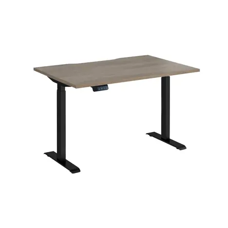 Elev8 Mono Straight Sit-Stand Desk - 1200mm - Black - Grey Nebraska Oak
